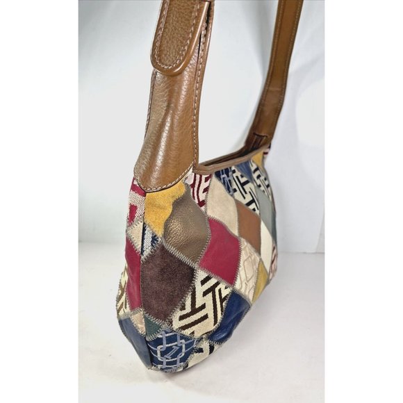 Tignanello Multi Color Suede Patchwork and Brown Leather Shoulder Bag - Picture 5 of 16